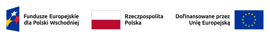 logo of Fundusze Europejskie dla Polski Wschodniej, Poland flag and European Union flag